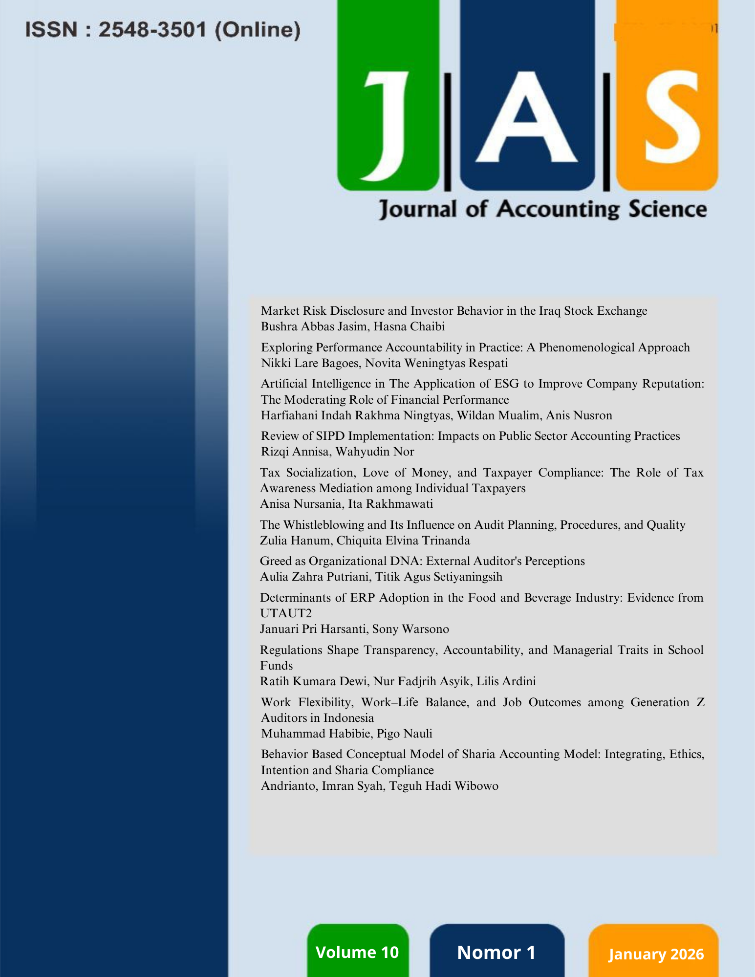 Cover Journal of Accounting Science (JAS)
