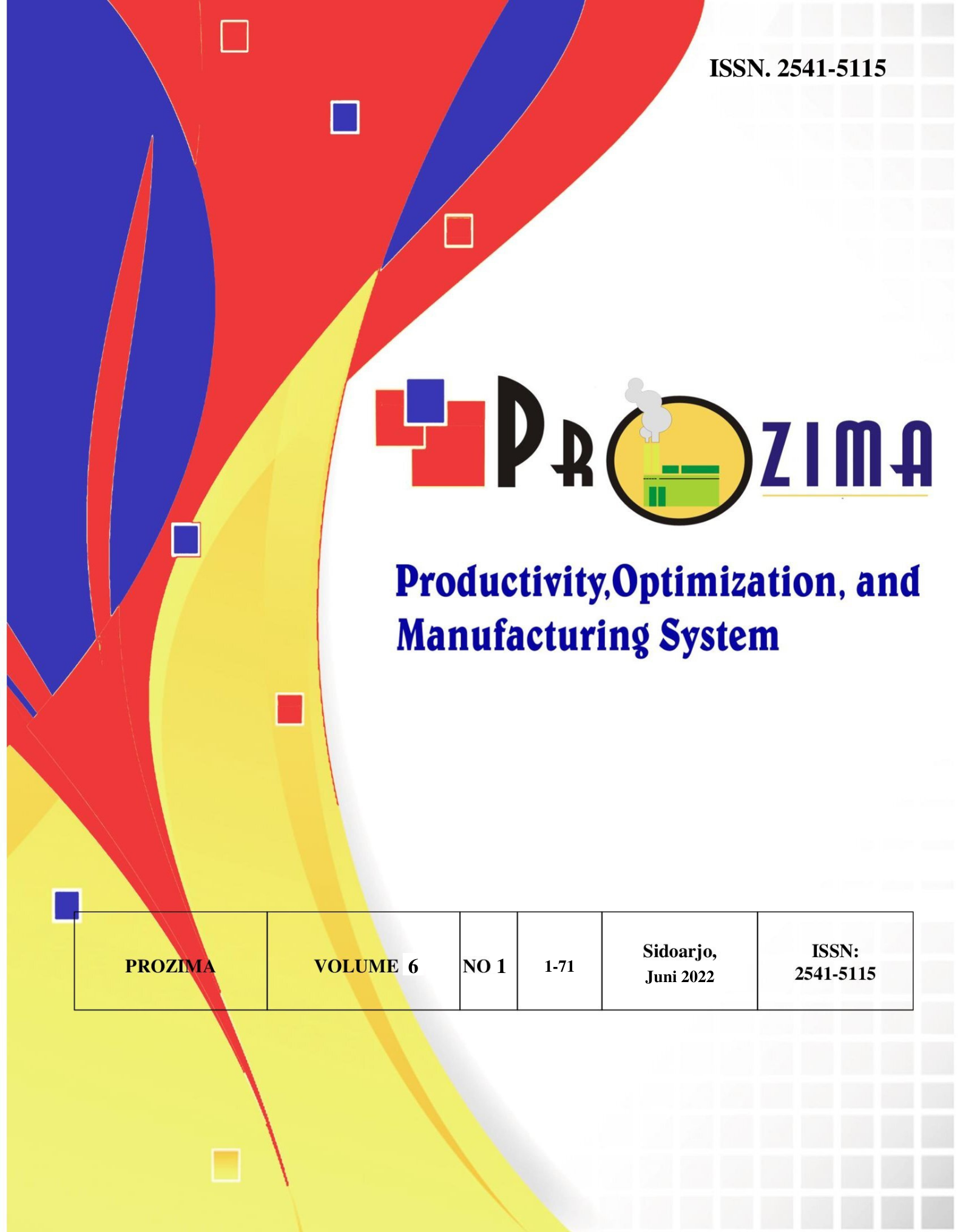 Cover Productivity, Optimization and Manufacturing System Engineering (PROZIMA)
